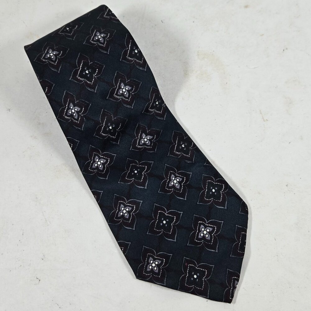 American Edition Made in USA Tie Green Geometric Paisley Pattern